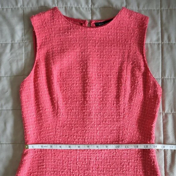 Coral Zara Textured Sleeveless Fit and Flare Dress - Picture 4 of 9